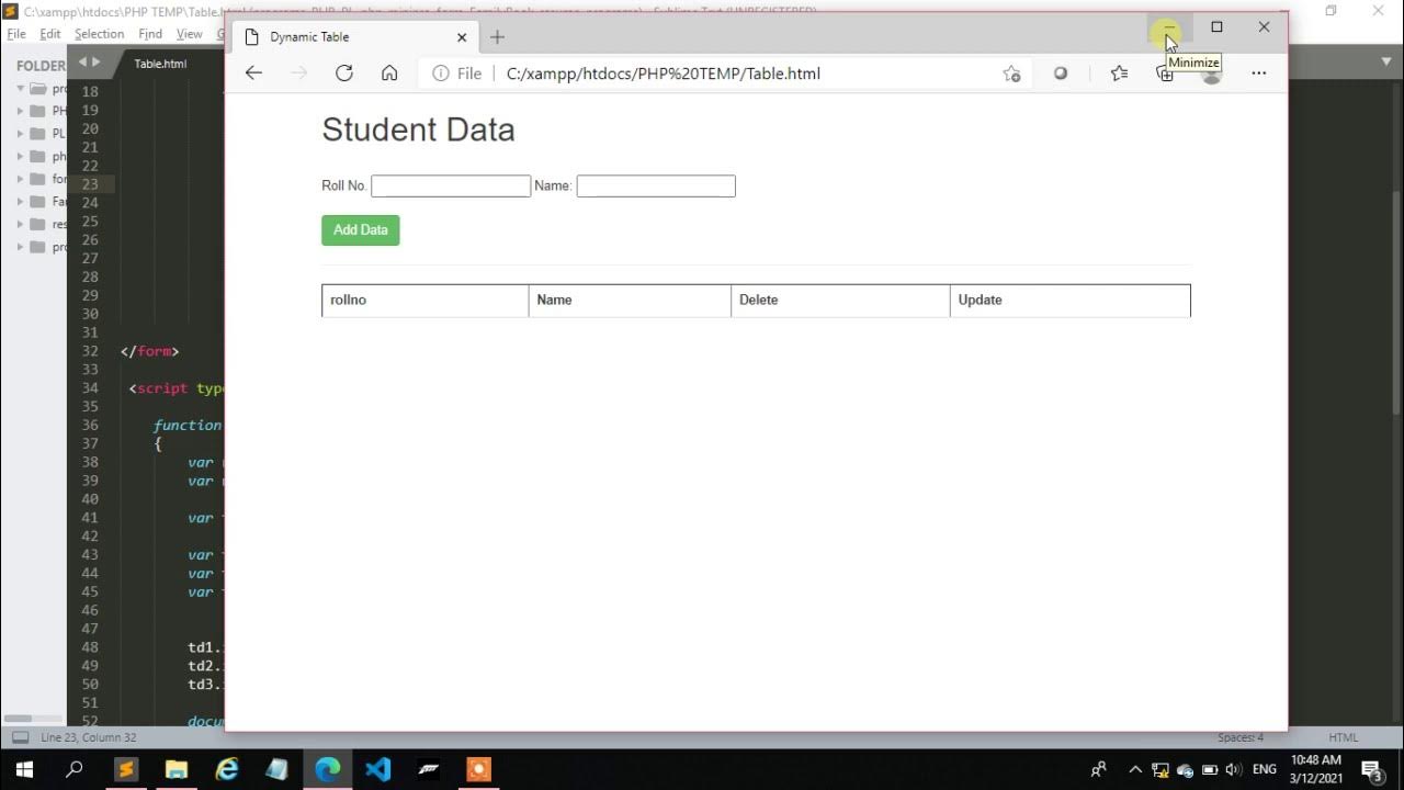 Update specific row from dynamic table using HTML and JavaScript - YouTube