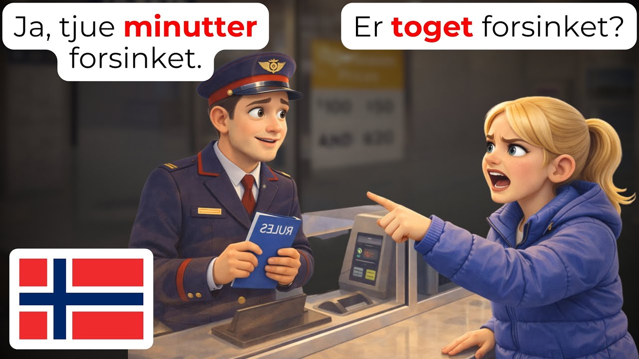 🇳🇴 Выучите норвежский за 20 минут: 50+ необходимых фраз для поездов и транспорта (A1–A2)