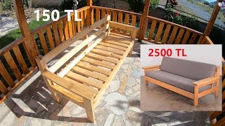 2500 TL ye Satılan Bahçe Koltuğunun Benzerini 150 TL ye Yaptık Build a garden Seat for 20 euros