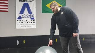 BJJ quarantine solo drill 10: sprawl and break fall on exercise ball