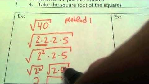 M1.9 - Simplifying Square Roots Part 1