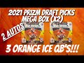 2021 Prizm Draft Picks Football Mega Box (X2) opening. 2 Autos and 44 Orange Cracked Ice Parallels.