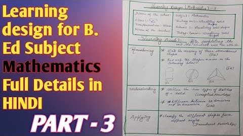 Learning Design For B.Ed Subject Mathematics(English Version)Full Details in HINDI PART - 3