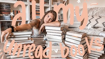 all the unread books on my shelf 😳📚 my entire physical TBR