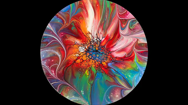 (1216) Rainbow Modified Bloom, Acrylic Paint Pouring, Fluid Art