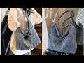 DIY Crossbody Bag No Zipper From Old Jeans How To Make Bag Denim Upcycle Jeans Crafs 