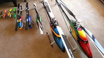 Helicopter size comparison review.. Align Trex, Blade...