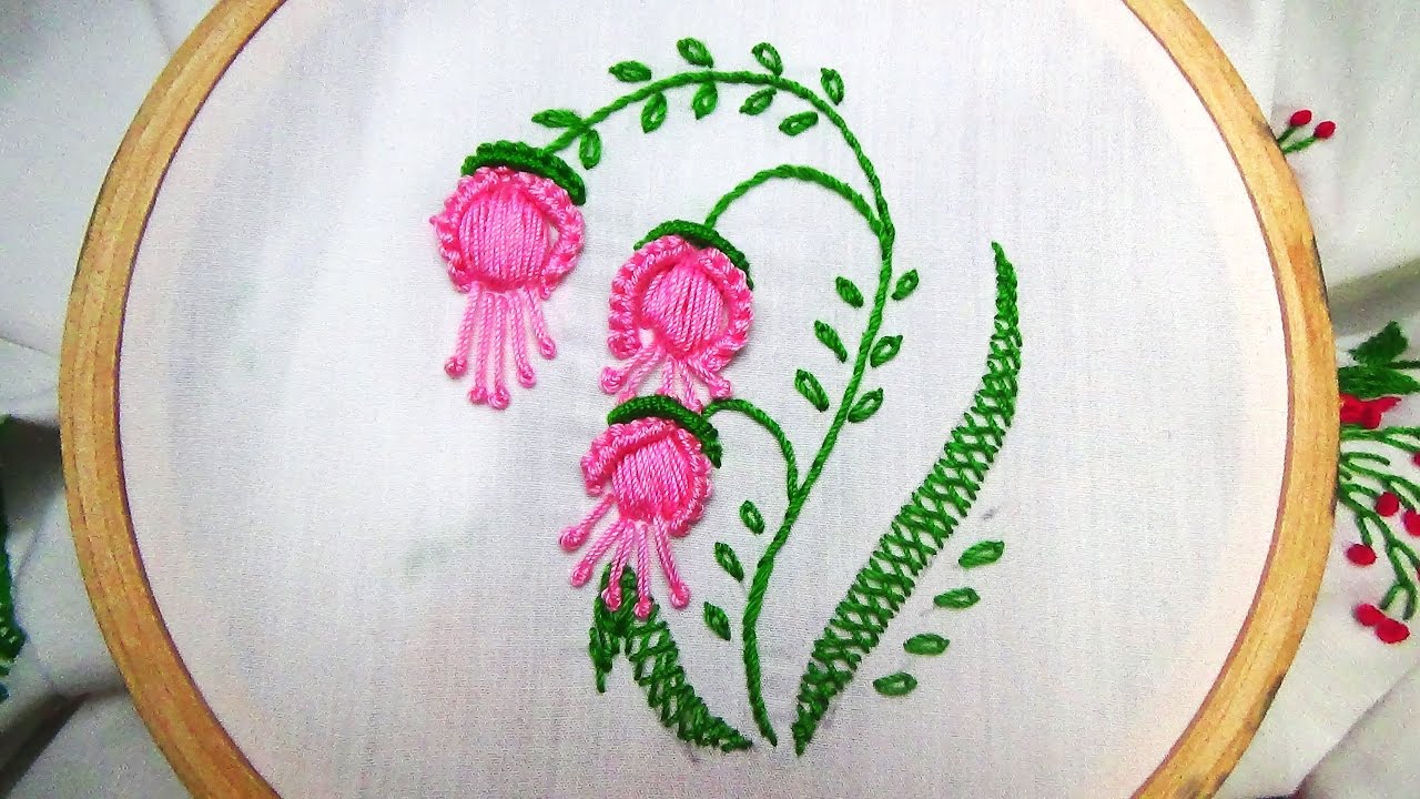 Hand Embroidery:Padded satin stitch and knotted Caston stitch
