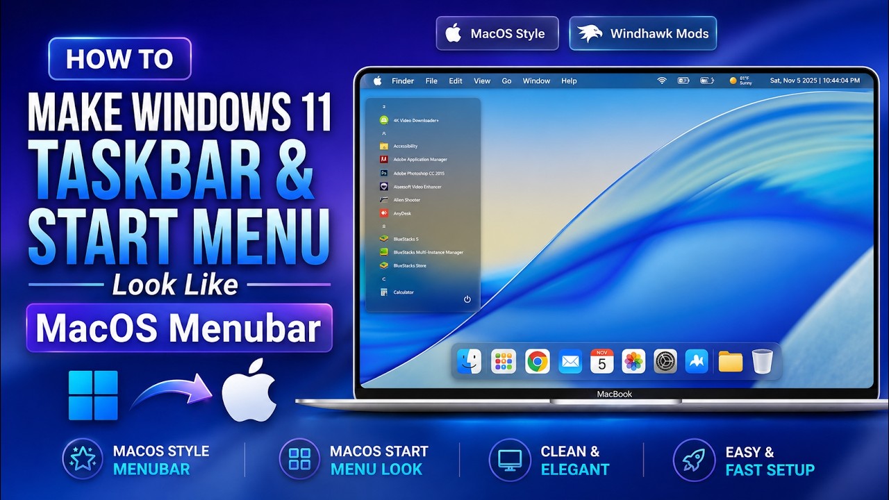 How to Make Windows 11 taskbar & Start Menu Look Like MacOS Menubar ...