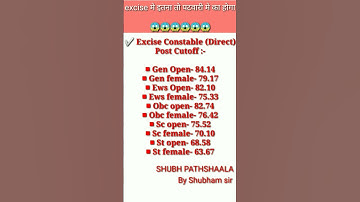 Excise Constable (Direct) Post Cutoff #esb#excise#abkari