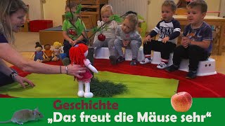 Geschichte vom roten APFEL - Kindern und lachenden Mäusen - MINIS Kinderkrippe Kita Bad Waltersdorf