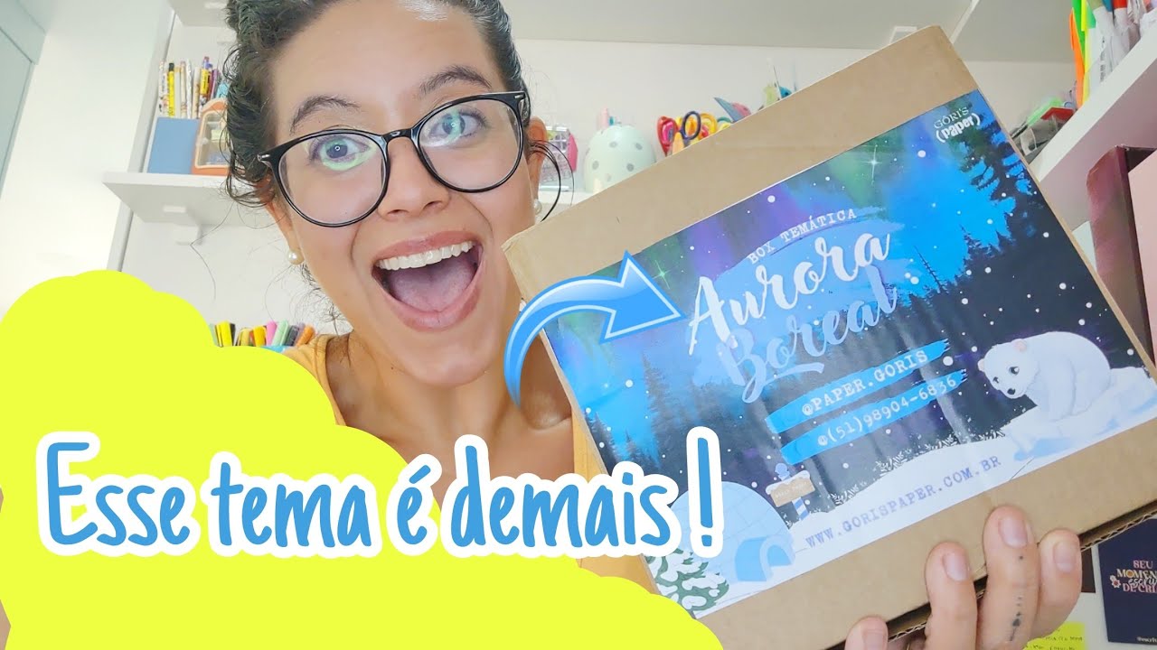Unboxing Box Temática Aurora Boreal Papers Gôris - Caixa surpresa avulsa de papelaria - março 2023