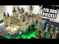 Huge LEGO Hogwarts with Interior Scenes – Great Hall, Quidditch Stadium, Train & More!