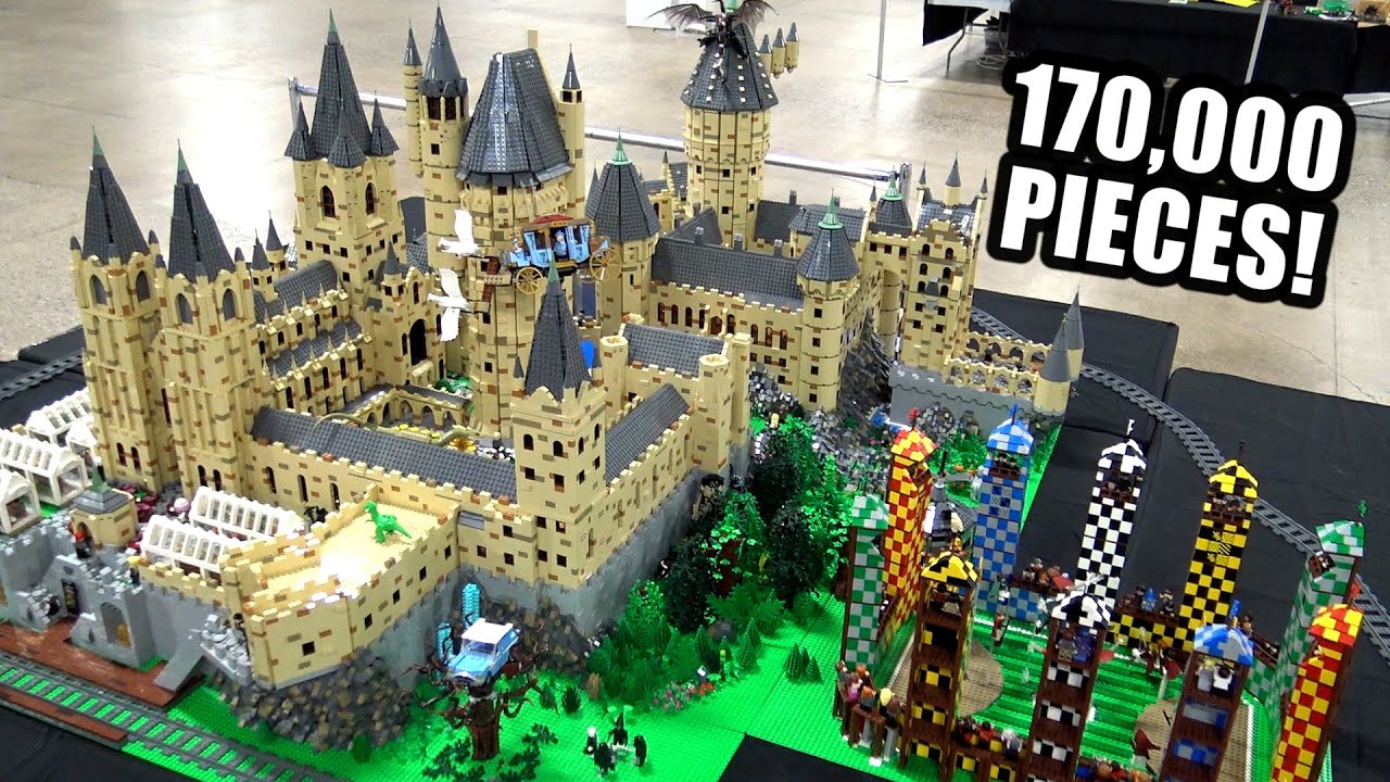 Huge LEGO Hogwarts with Interior – Great Hall, Quidditch Stadium, Train & More! - YouTube