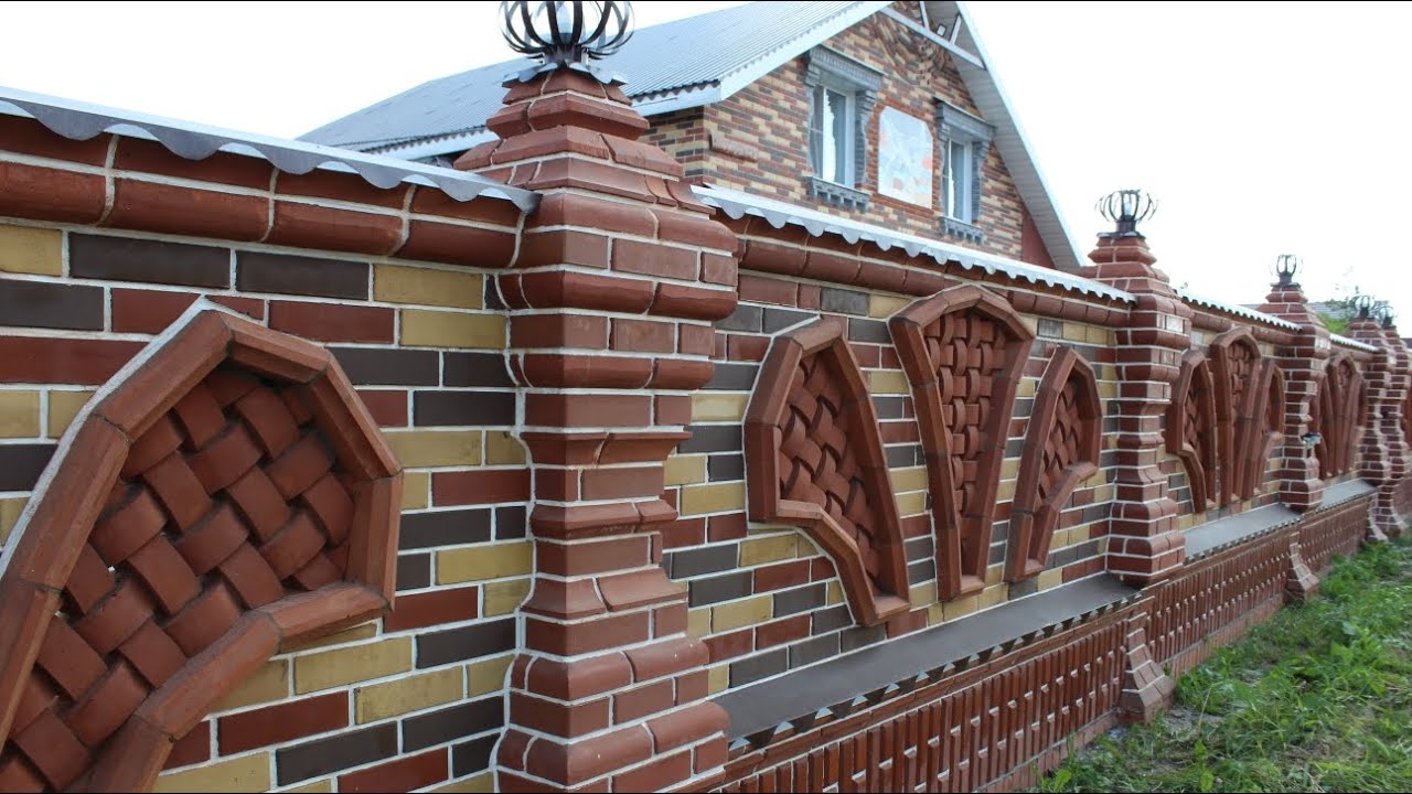 Забор,точёный кирпич. - YouTube