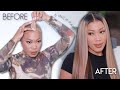 ASH BLONDE HIGHLIGHT WIG INSTALL | DARK BROWN ROOTS