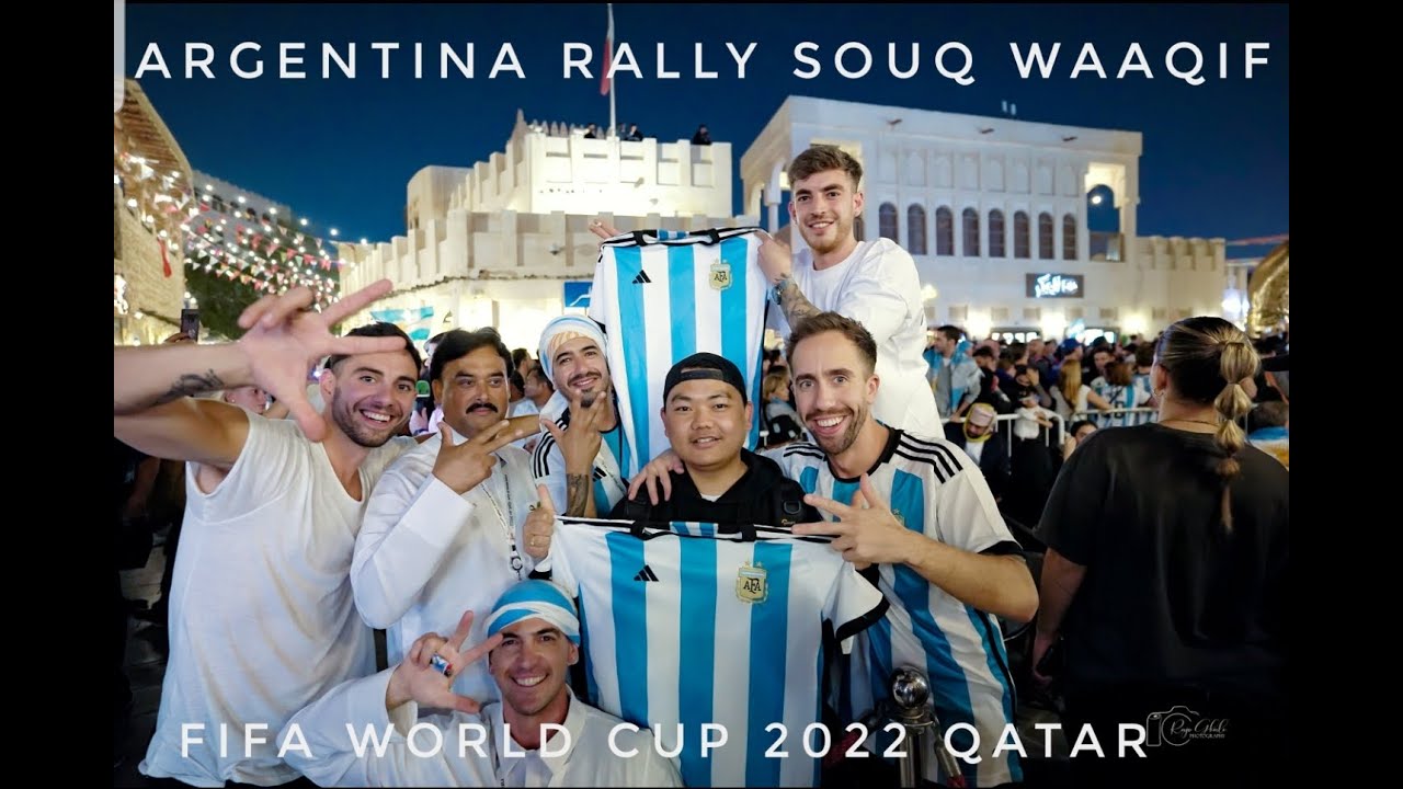 THE DAY BEFORE FINAL WORLD CUP 2022 ARGENTINA FANS RALLY IN SOUQ WAQIF 17TH DECEMBER 2022