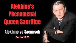 Saemisch Resigns with an Extra Queen on Move 20. Queen Sacrifice. Alekhine vs Saemisch 1923