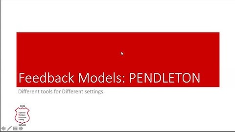 Giving Feedback using Pendleton Rules Dr Muller