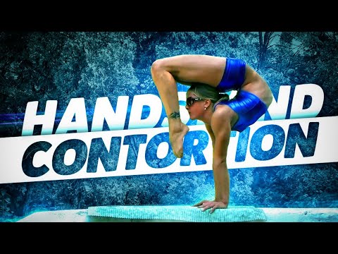 Handstand contortion. Contortionist Julia - Performance on the street. FlexShow