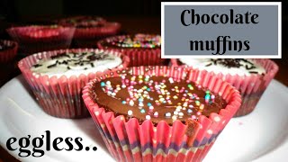 CHOCOLATE MUFFINS RECIPE WITHOUT MUFFIN TRAY | EGGLESS MUFFINS | WITHOUT OVEN