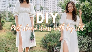 DIY Puff Sleeve dress with leg slit | Finding my perfect Spring dress - Episode 2