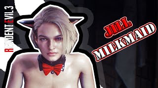 Resident Evil 3 Remake Jill Valentine in Thicc Sexy Black Milkmaid Costume PC Mod - Sugoi Dekai Moo
