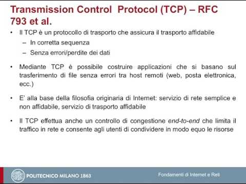 TCP: formato dei segmenti, controllo di flusso e controllo d&rsquo;errore
