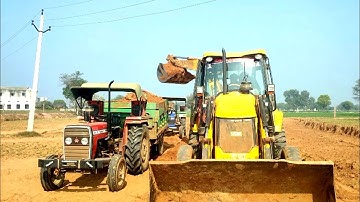 JCB 3dx Xpert Backhoe Loader Machine Load Mud in Trolley।Eicher 380 Tractor ।Massey Ferguson Tractor
