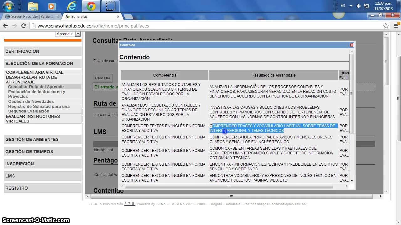 Como revisar los resultados de aprendizaje en SenaSofiaPlus