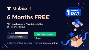 Use Code - ASHIRWAD10 | Unacademy Unbox 2021 | Get 6 Months Free on Plus Combo Subscription