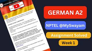 German A2 Week 1 || NPTEL Answers 2026 || German II week 1 Assignment solved #myswayam #nptel2026