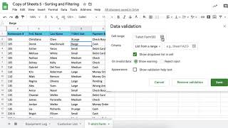Google Sheets - Sorting and Filtering Data