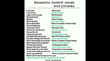 Romantic Swahili Words And Phrases 