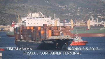 ZIM ALABAMA departure from Piraeus Container Terminal