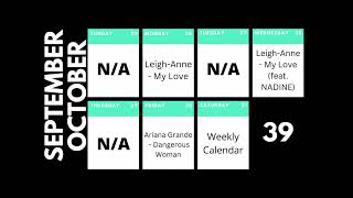 Weekly Calendar: September & October - Week 39