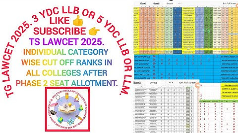 TS LAWCET 2025. INDIVIDUAL CATEGORY WISE CUT OFF RANKS IN ALL COLLEGES AFTER PHASE 2 SEAT ALLOTMENT.