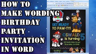 How To Make Birthday Party Invitation Wording In Word Guide
