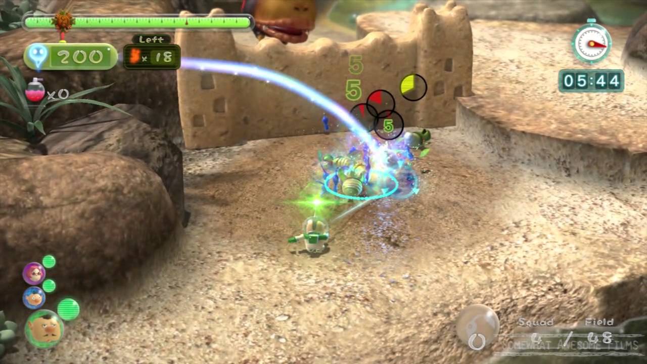 Pikmin 3 Platinum Medal: Battle Enemies Thirsty Desert