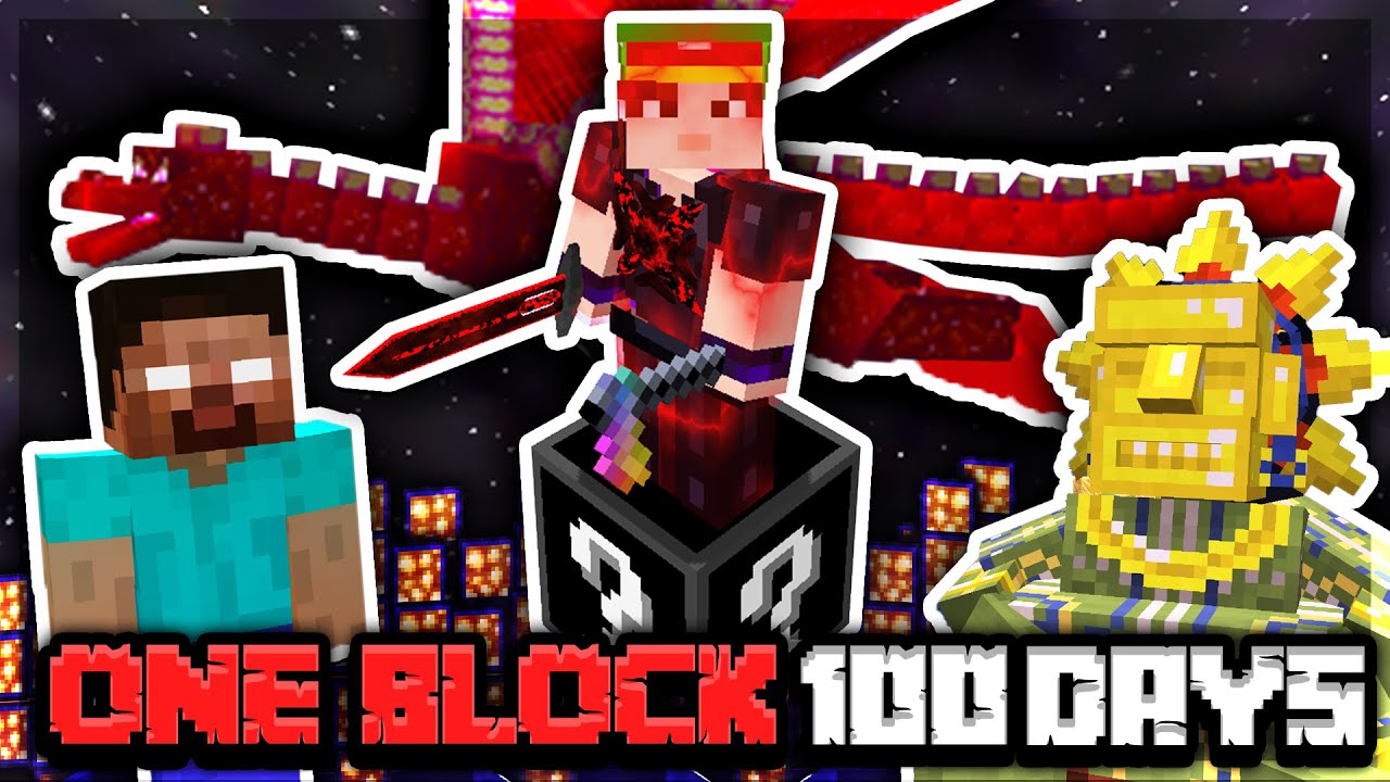 I Survived 100 Days in One Block Lucky Block in Hardcore Minecraft!! 