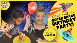 Kylee Makes an Outer Space Birthday Party | Planet Cupcakes | Straw Rocket Ship | Solar System Model