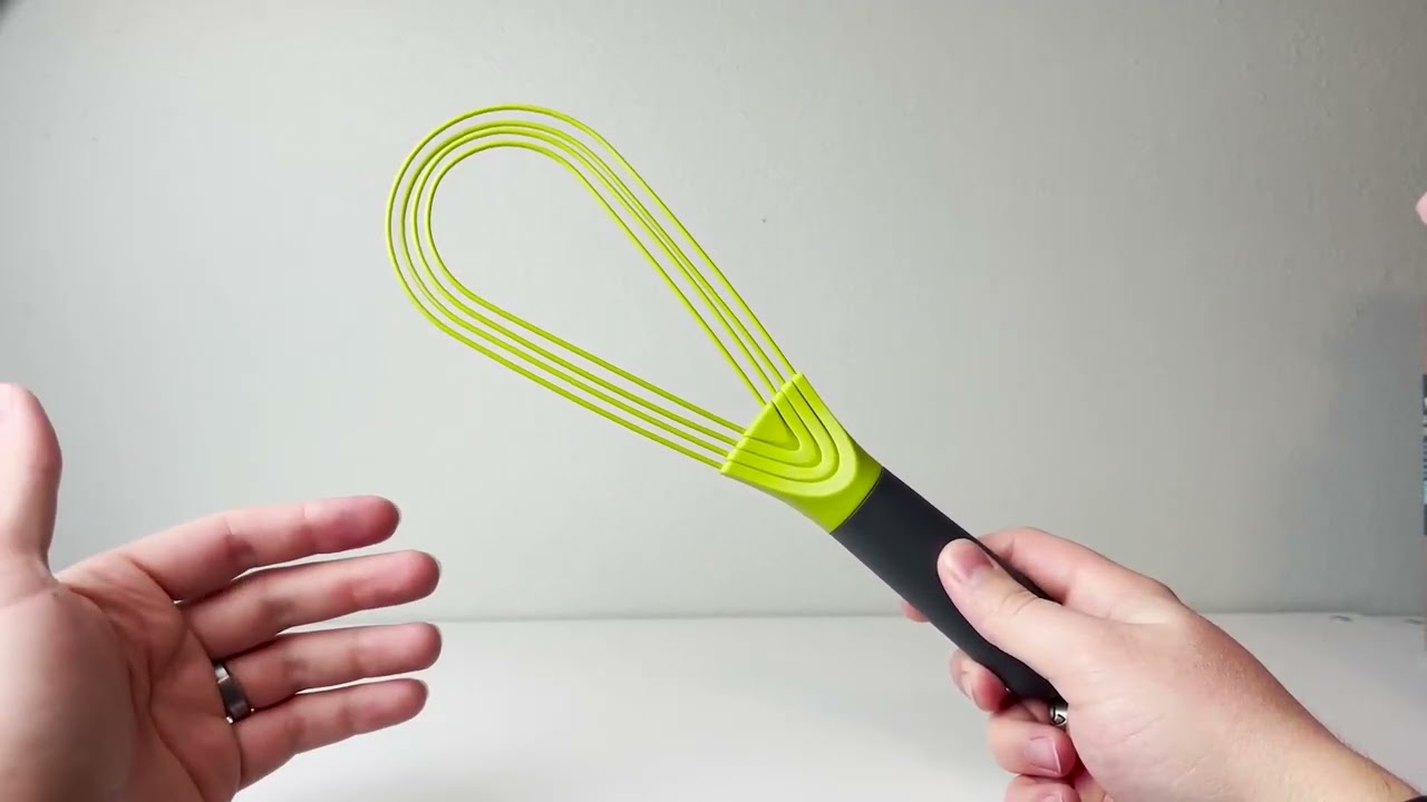 Joseph Joseph 10539 Twist Whisk 2-In-1 Collapsible Balloon and Flat Whisk  Silicone Coated Steel Wire, Gray/Green