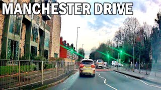 🇬🇧 Manchester UK City Drive – Hulme Retail Park to Spinningfields | 4K POV Dashcam