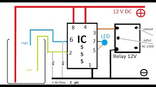 Water pump auto on/off circuit with Automatic Water Level Controller LED