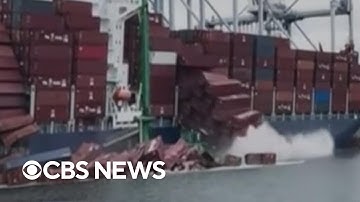 Video shows moment shipping containers started falling into Port of Long Beach