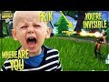 INVISIBILITY GLITCH TROLLING ANGRY KID IN FORTNITE PLAYGROUND MODE (Funny Fortnite Trolling)