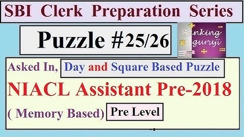 Memory Based Puzzle Two puzzle in one video Asked in NIACL Assistant Pre 2018