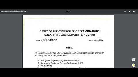 AMU NEW NOTICE REGARDING ANNUAL CONTINUATION CHARGES IN ISTALMENTS || ALIGARH MUSLIM UNIVERSITY