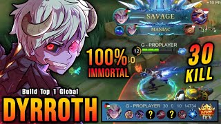 30 Kills + SAVAGE!! OP Lifesteal Dyrroth 100% IMMORTAL - Build Top 1 Global Dyrroth ~ MLBB screenshot 3