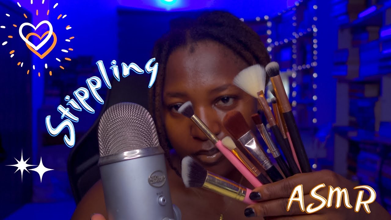 ASMR ✨ Brushing and stippling mic triggers | NO TALKING | Different brushing sounds 